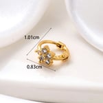 Gold color / 1 Piece Simple Series Simple Flower Copper  Gold Color Material Zircon Women's Hoop Earrings 